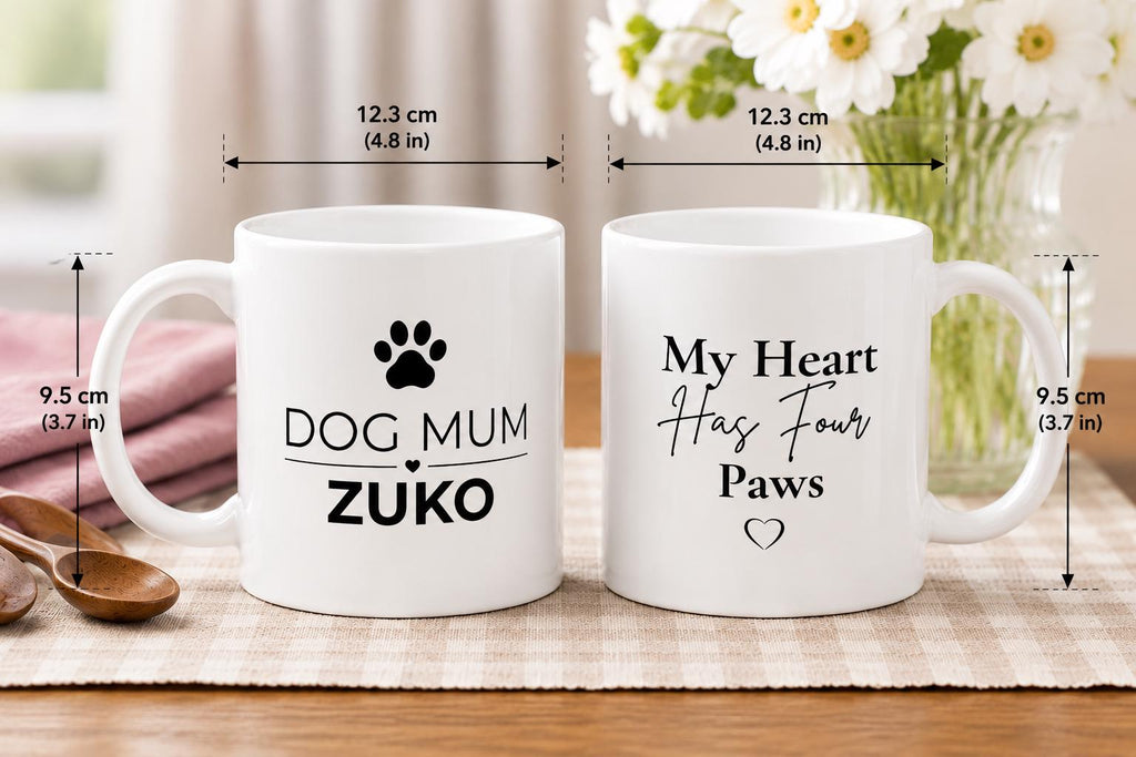 Personalised Dog Mum Mug with Dog Name | Custom White Coffee Mug for Dog Lovers | Dog Mom Gift | Pet Owner Gift | Mother’s Day Mug |11oz Cer