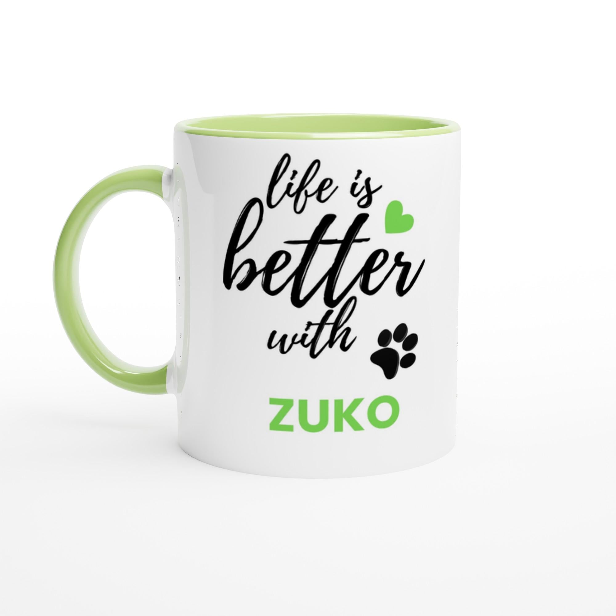 Personalised Dog Name Mug | Life Is Better With Your Dog | Custom Dog Lover Coffee Mug | Dog Mum Gift | Pet Owner Gift | Green Accent Mug