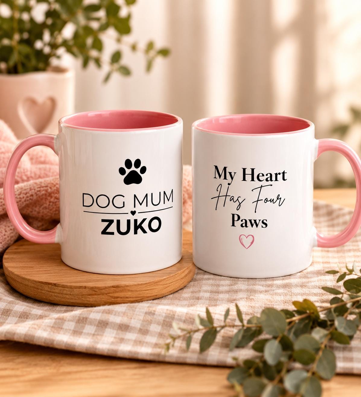 Personalised Dog Mum Mug with Dog Name | Custom Pink Coffee Mug for Dog Lovers | Dog Mom Gift | Pet Owner Gift | Mother’s Day Mug | 11oz Cer