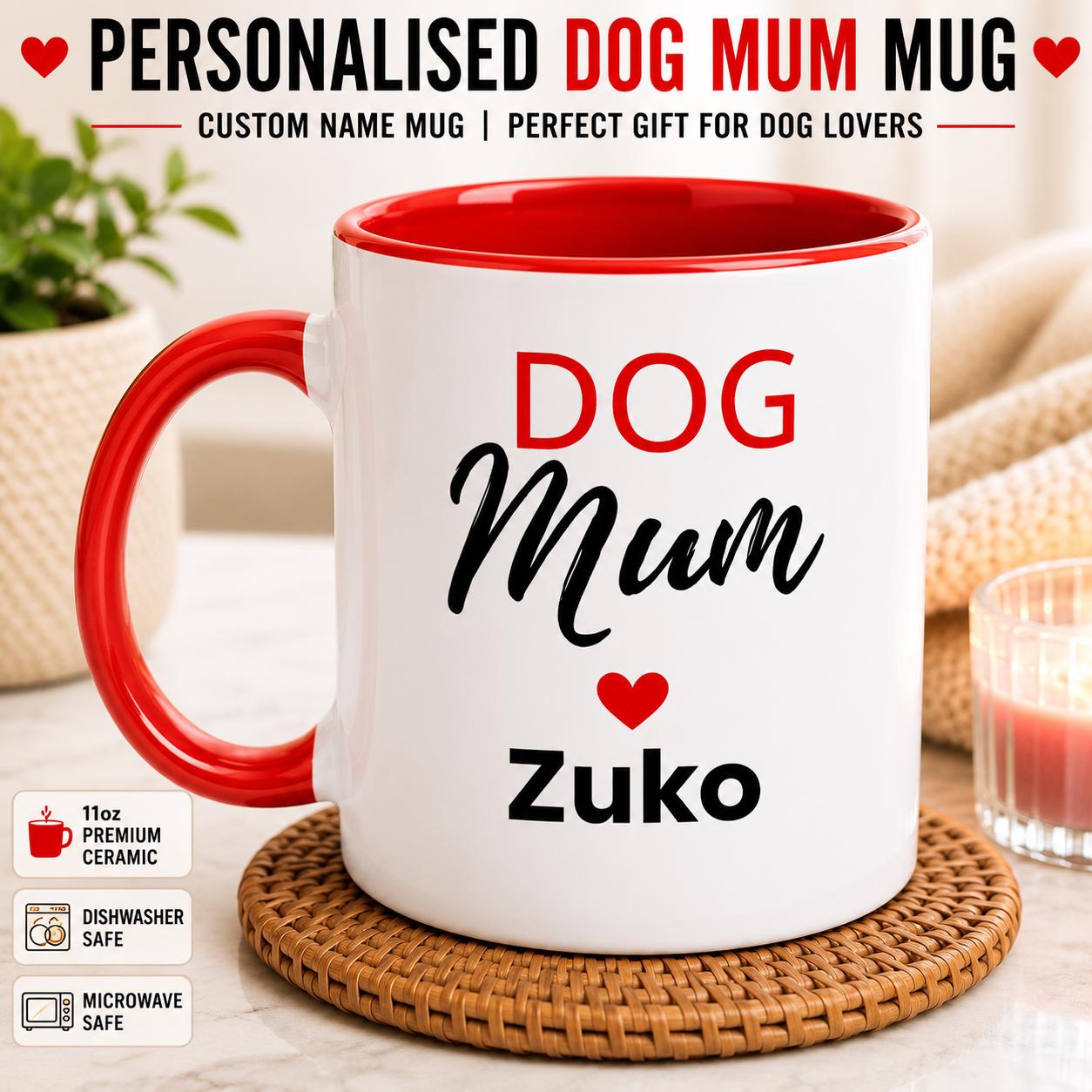 Personalised Dog Mum Mug | Custom Dog Name Coffee Mug | Proud Dog Mum Gift | Gift for Dog Lovers | Mother’s Day Gift
