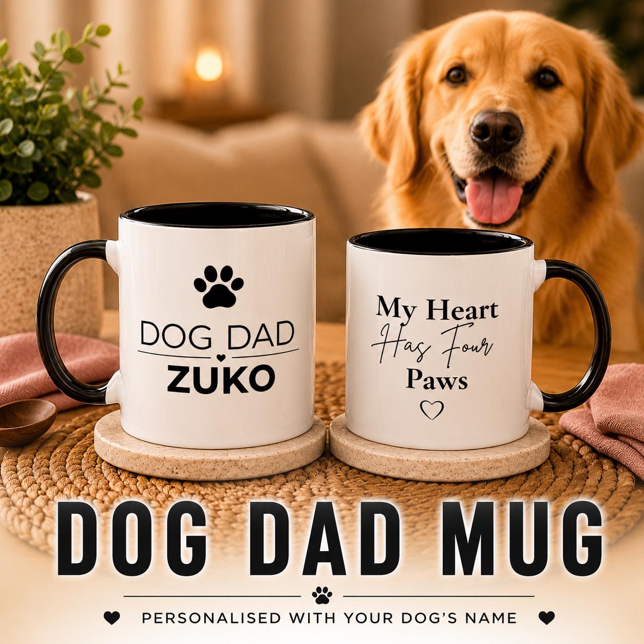 Personalised Dog Dad Mug | Custom Dog Name Coffee Mug | Dog Dad Gift | Gift for Dog Lovers