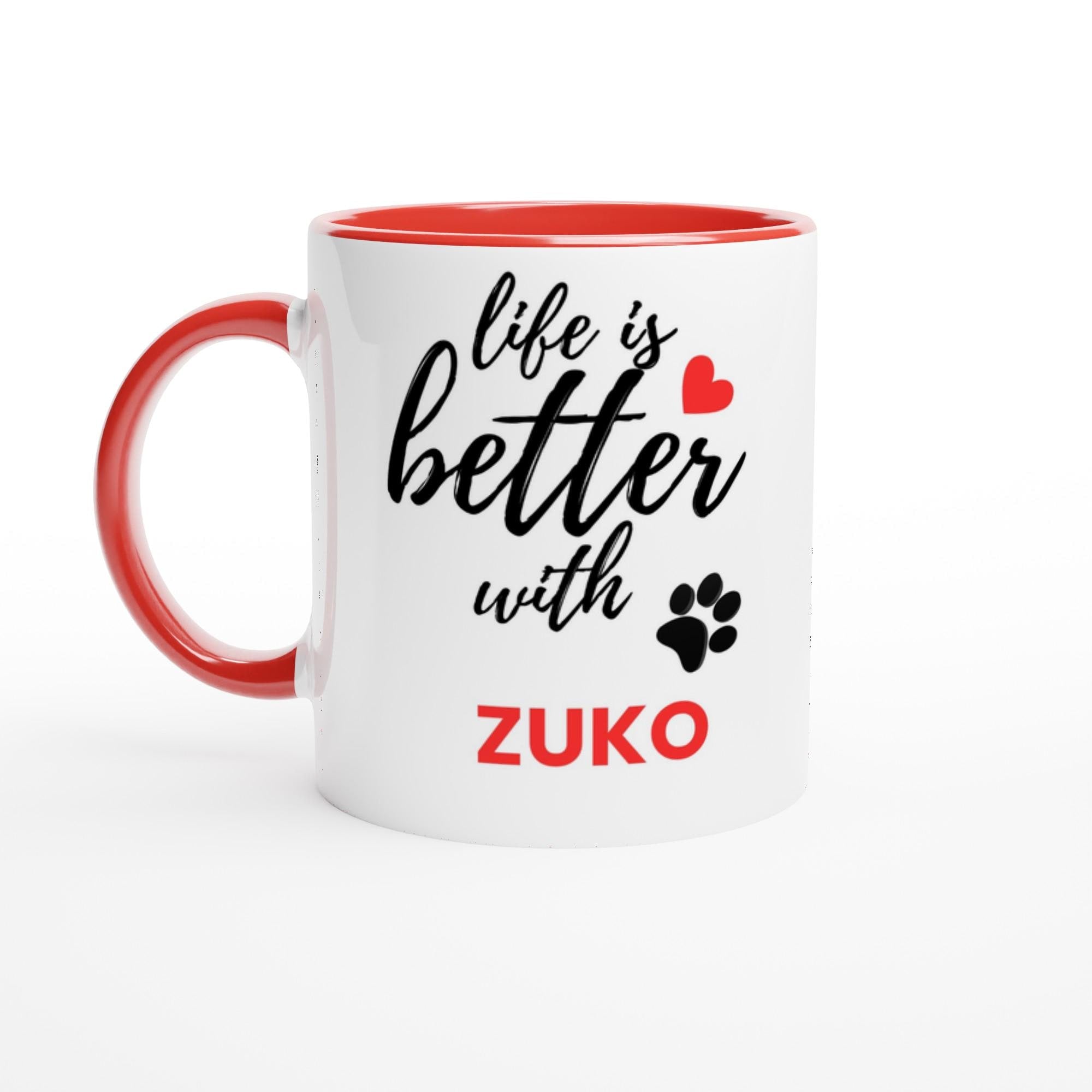 Personalised Dog Name Mug | Life Is Better With Your Dog | Custom Dog Lover Coffee Mug | Dog Mum Gift | Pet Owner Gift | Red Accent Mug