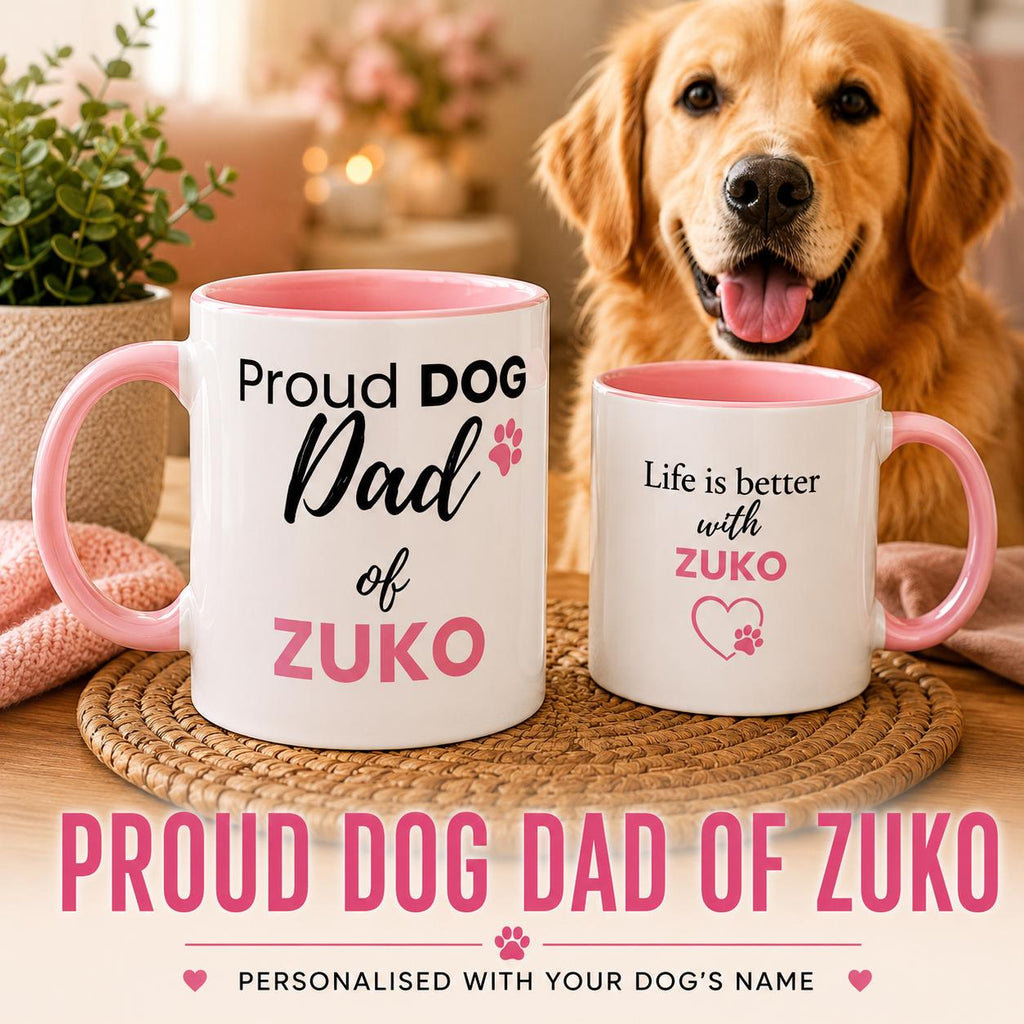 Personalised Proud Dog Dad Mug | Custom Dog Name Coffee Mug | Gift for Dog Dad | Dog Lover Gift