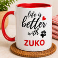 Personalised Dog Name Mug | Life Is Better With Your Dog | Custom Dog Lover Coffee Mug | Dog Mum Gift | Pet Owner Gift | Red Accent Mug