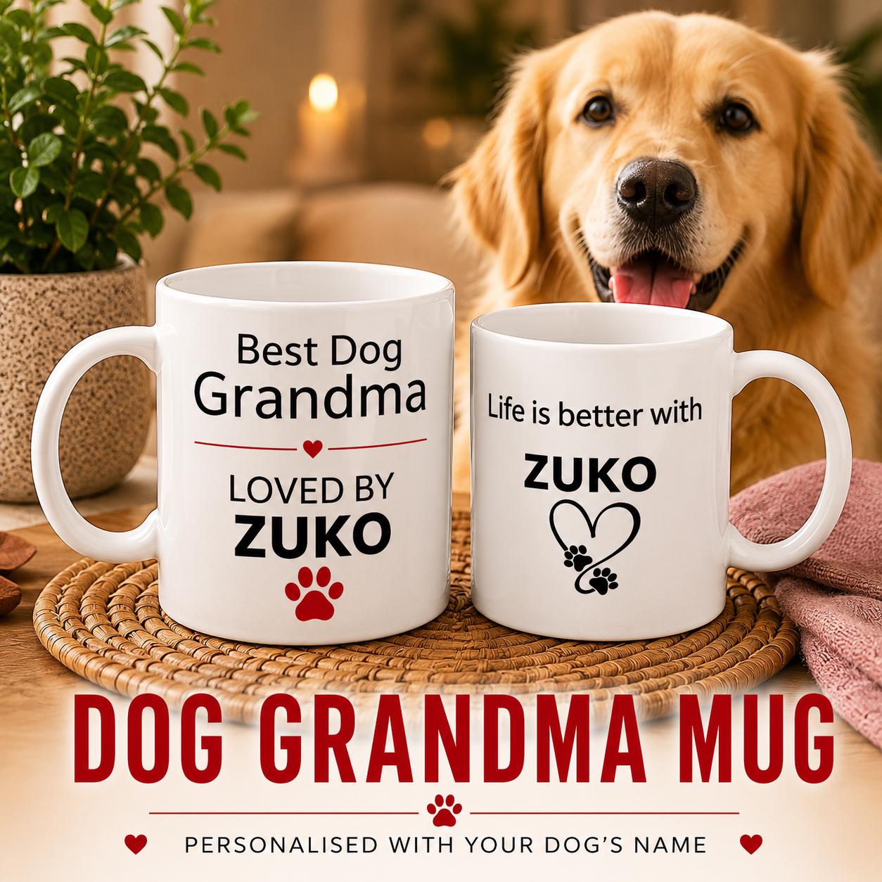 Best Dog Granma Mug | Custom Dog Name Coffee Mug | Gift for Dog Grandma | Dog Lover Gift