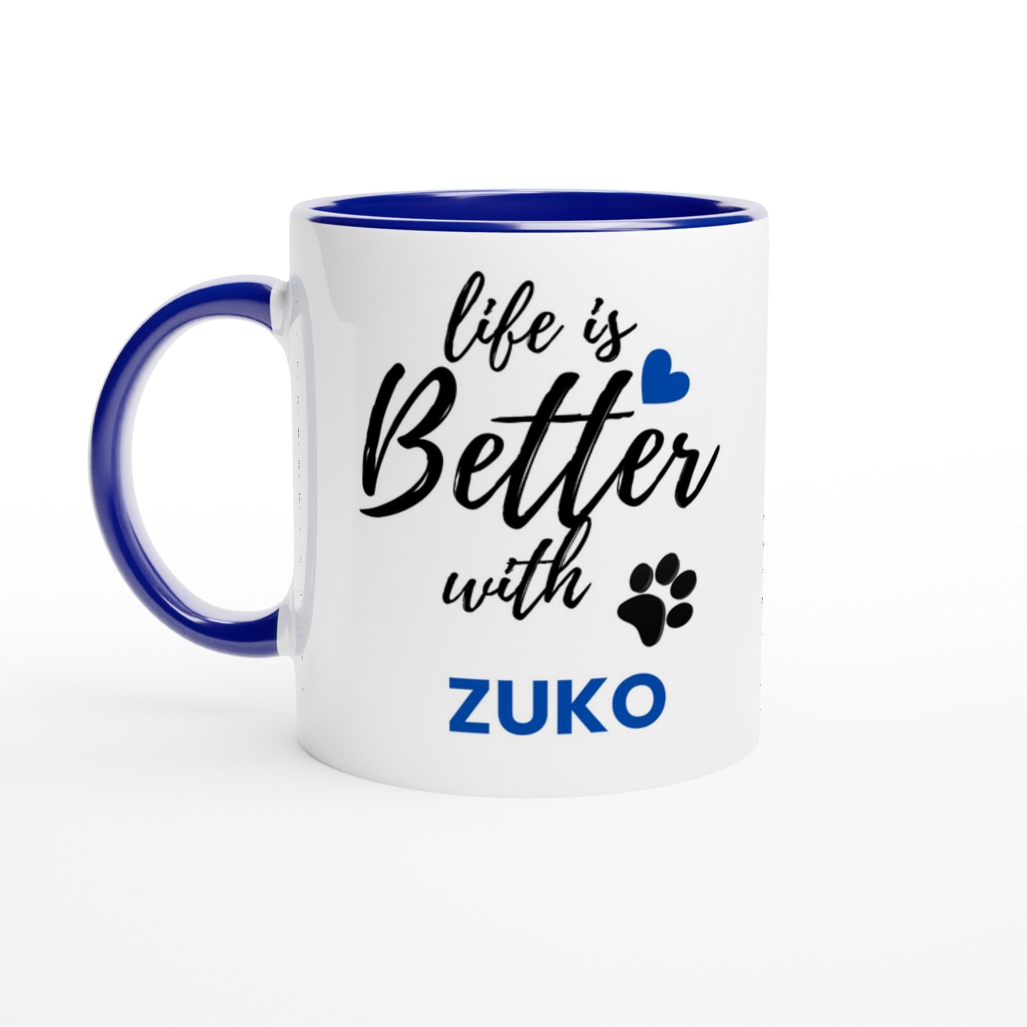 Personalised Dog Name Mug | Life Is Better With Your Dog | Custom Dog Lover Coffee Mug | Dog Mum Gift | Pet Owner Gift | Blue Accent Mug