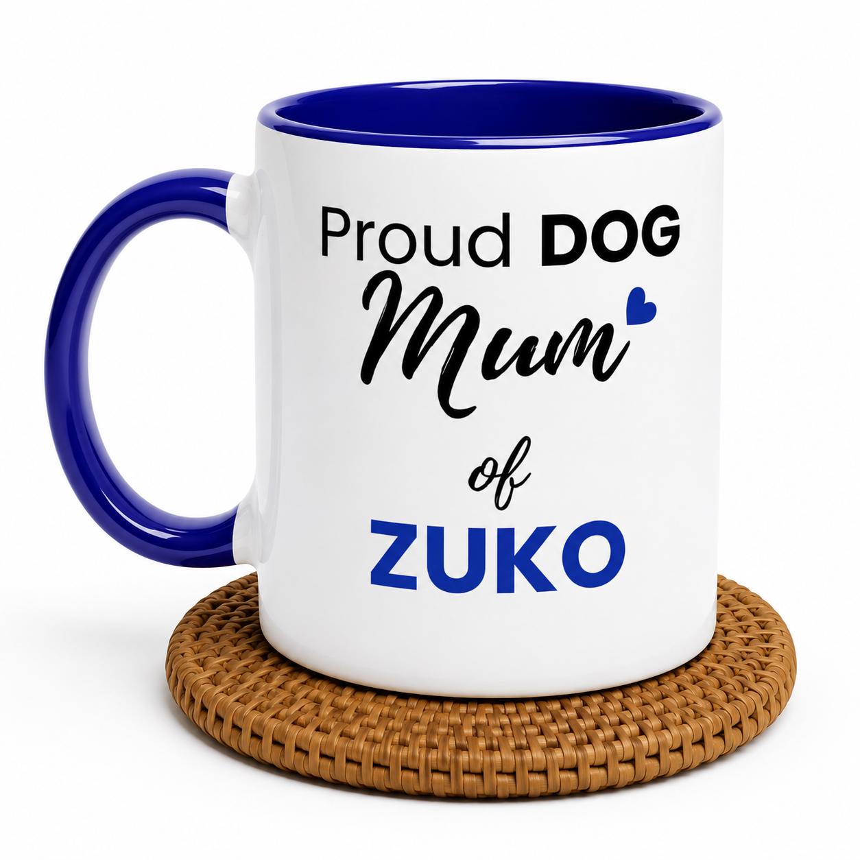 Personalised Dog Mum Mug | Custom Dog Name Coffee Mug | Dog Mom Gift | Pet Lover Gift | Black Accent Ceramic Mug