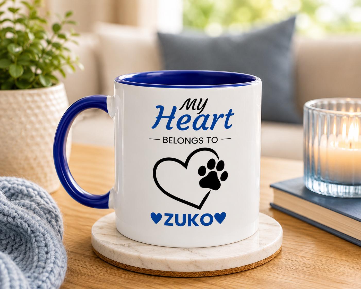 Personalised Dog Lover Mug | My Heart Belongs to My Dog Mugy | Custom Dog Name Coffee Cup | Dog Mum Gift | Dog Dad Gift | Pet Lover Gift