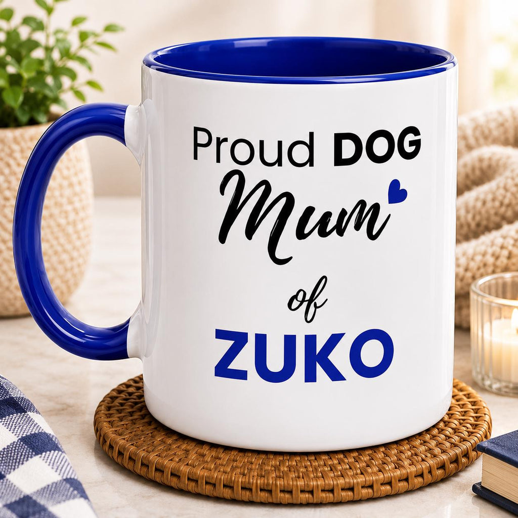 Personalised Dog Mum Mug | Custom Dog Name Coffee Mug | Dog Mom Gift | Pet Lover Gift | Black Accent Ceramic Mug