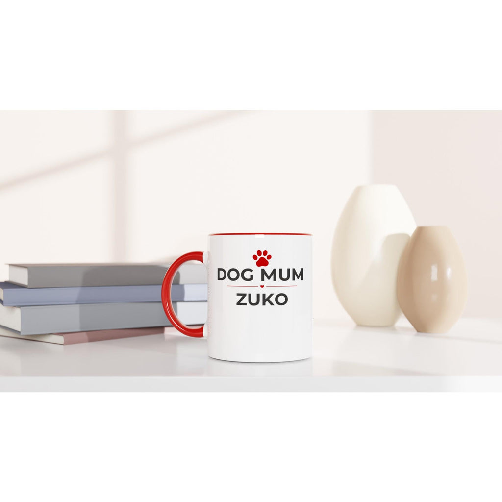 Personalised Dog Mum Mug with Dog Name | Custom Red Coffee Mug for Dog Lovers | Dog Mom Gift | Pet Owner Gift | Mother’s Day Mug | 11oz Cer