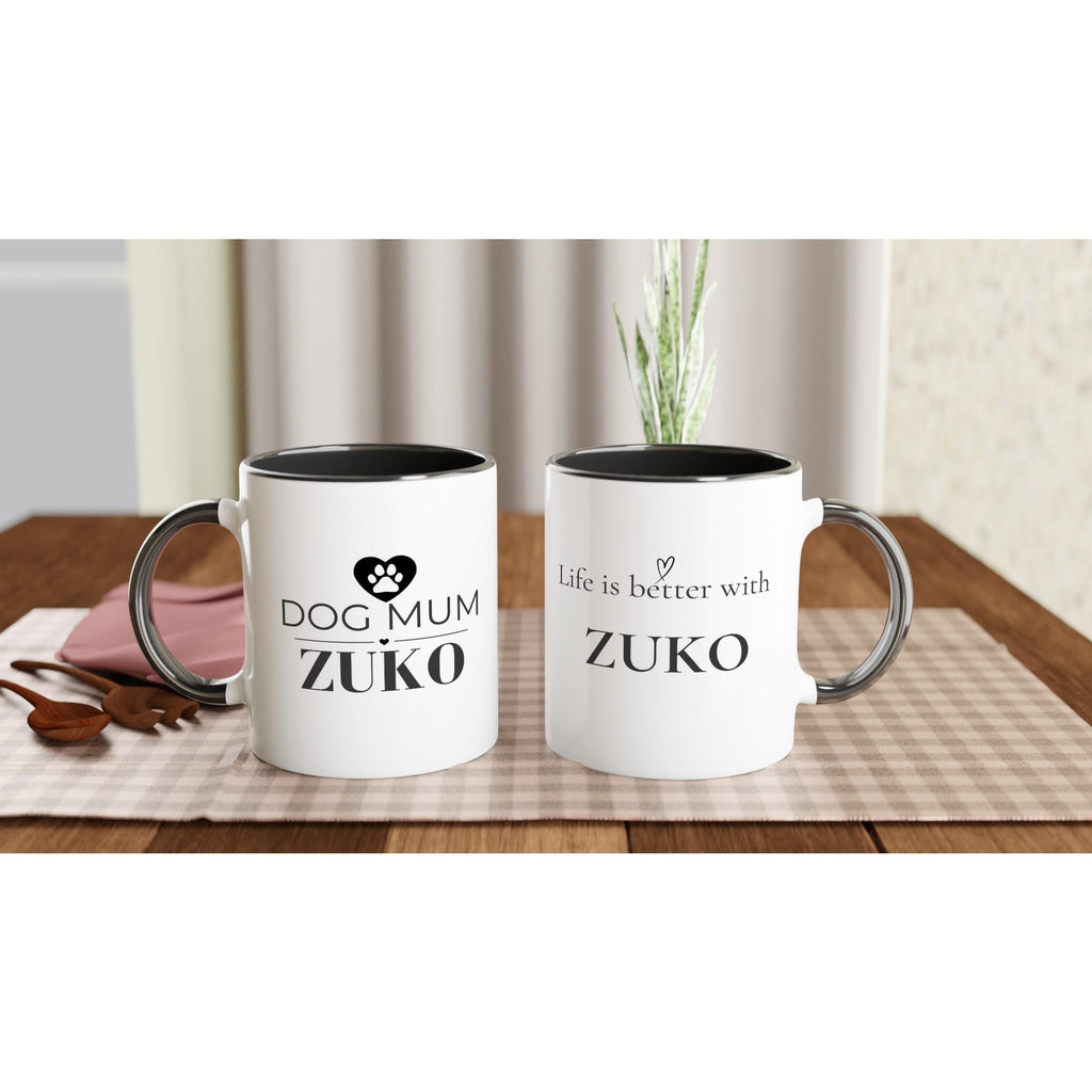 Personalised Dog Mum Mug with Dog Name | Custom Black Coffee Mug for Dog Lovers | Dog Mom Gift | Pet Owner Gift | Mother’s Day Mug | 11ozCer