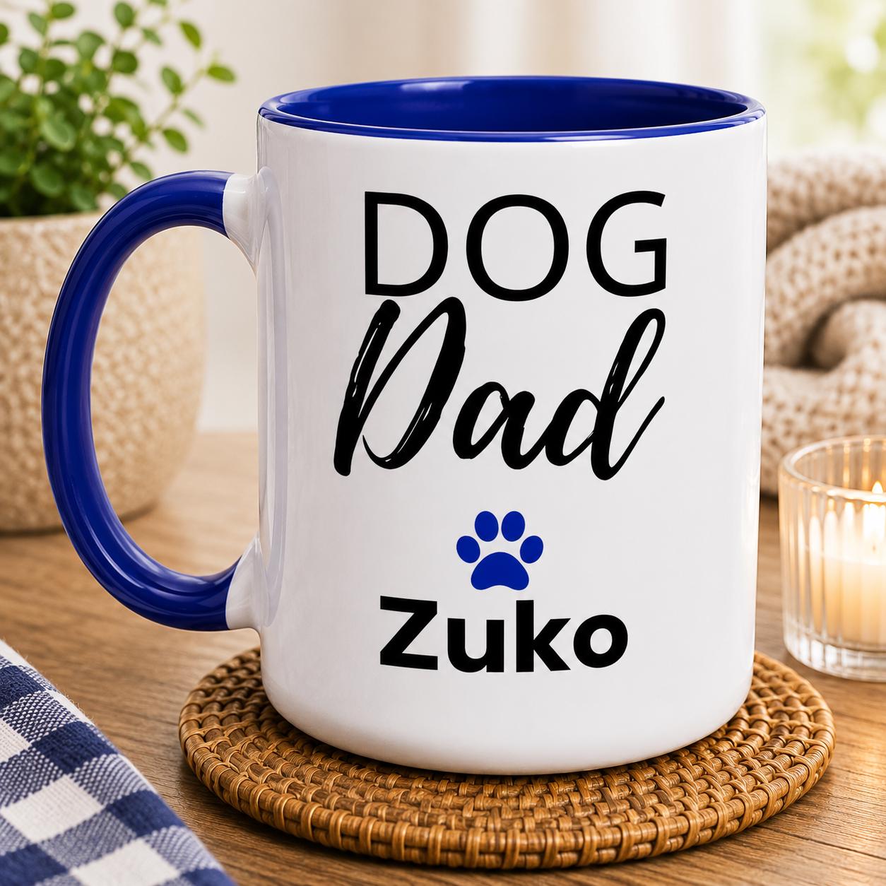 Personalised Dog Dad Mug | Custom Dog Dad Coffee Mug with Dog Name | Dog Dad Gift | Pet Dad Mug | Father’s Day Gift | Dog Lover Mug | Blue