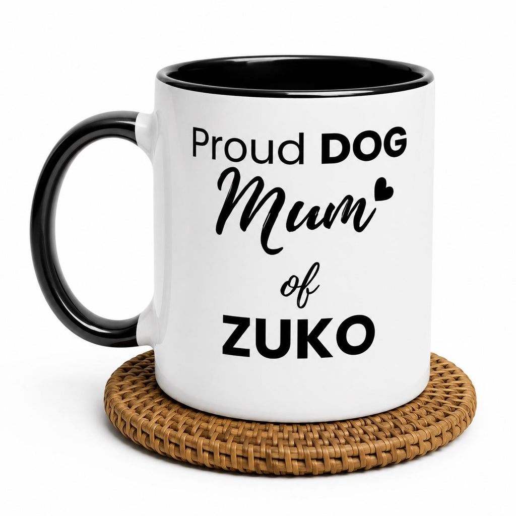 Personalised Dog Mum Mug | Custom Dog Name Coffee Mug | Dog Mom Gift | Pet Lover Gift | Black Accent Ceramic Mug