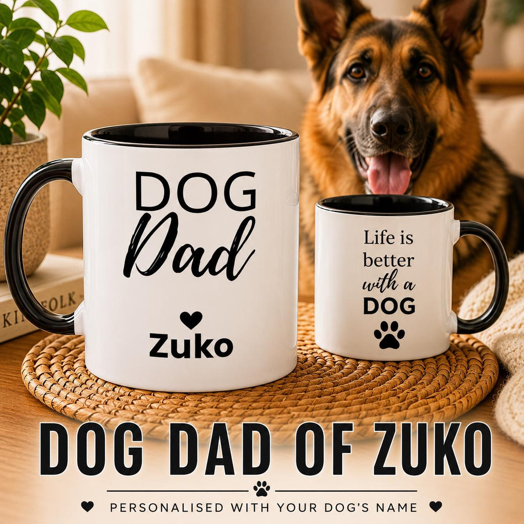 Proud Dog Dad Mug | Custom Dog Name Coffee Mug | Gift for Dog Dads | Dog Lover Gift