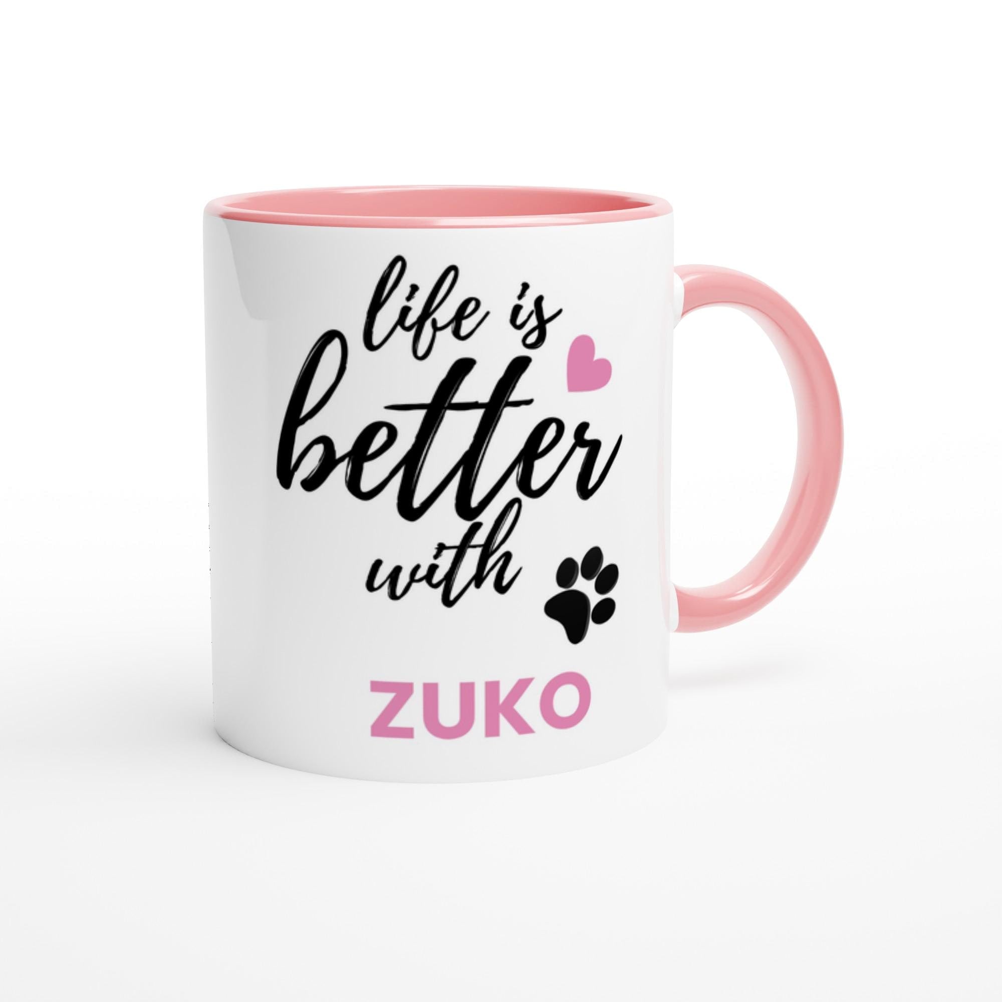 Personalised Dog Name Mug | Life Is Better With Your Dog | Custom Dog Lover Coffee Mug | Dog Mum Gift | Pet Owner Gift | Pink Accent Mug