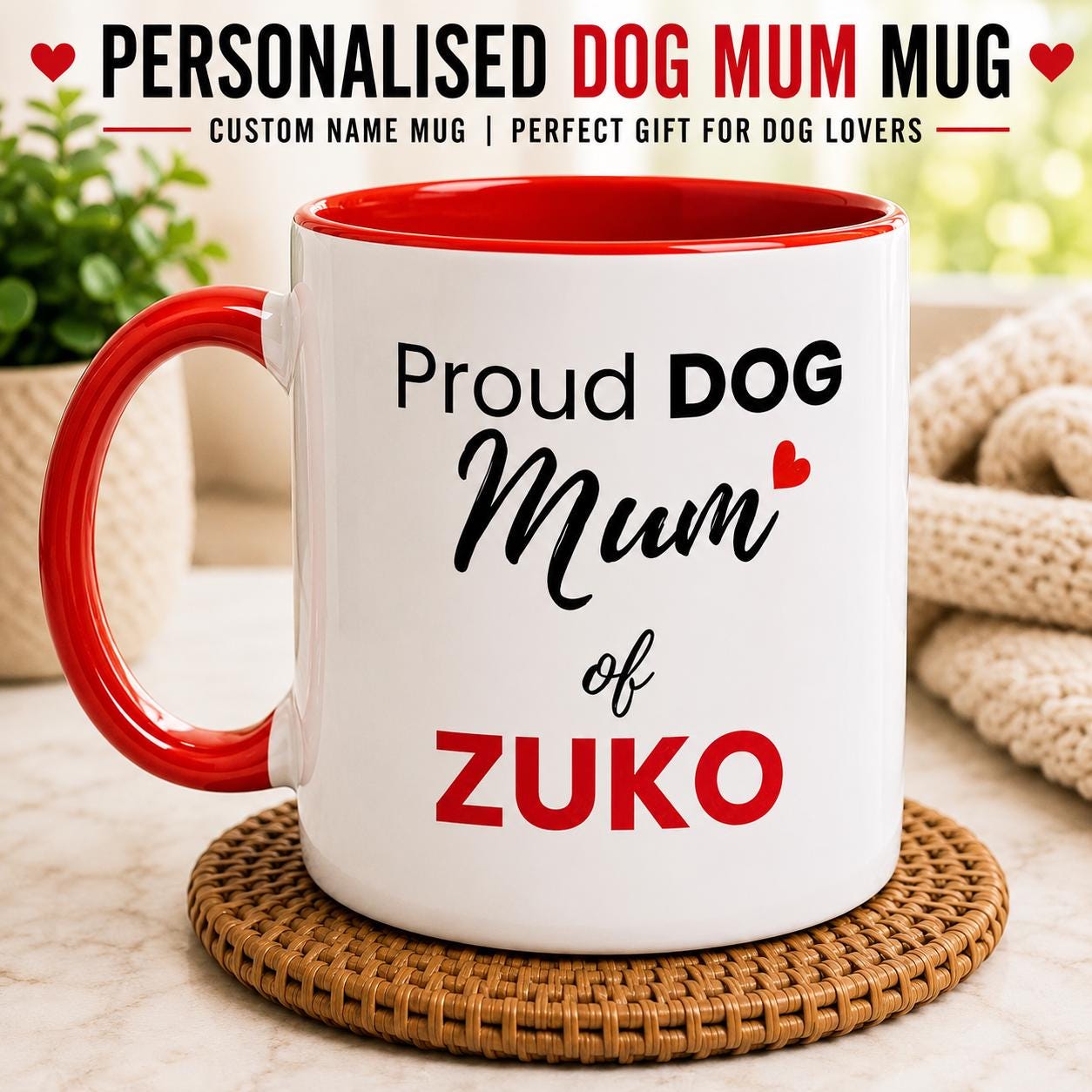Personalised Dog Mum Mug | Custom Dog Name Coffee Mug | Proud Dog Mum Gift | Gift for Dog Lovers | Mother’s Day Gift