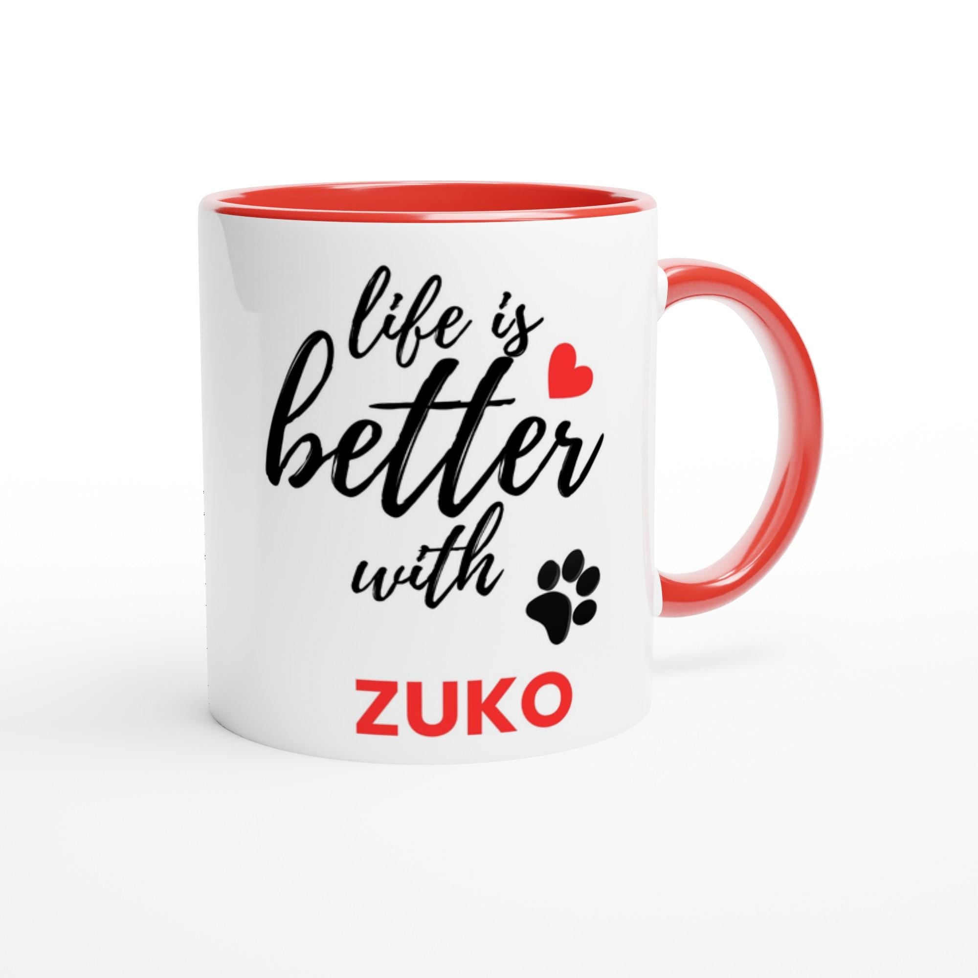 Personalised Dog Name Mug | Life Is Better With Your Dog | Custom Dog Lover Coffee Mug | Dog Mum Gift | Pet Owner Gift | Red Accent Mug