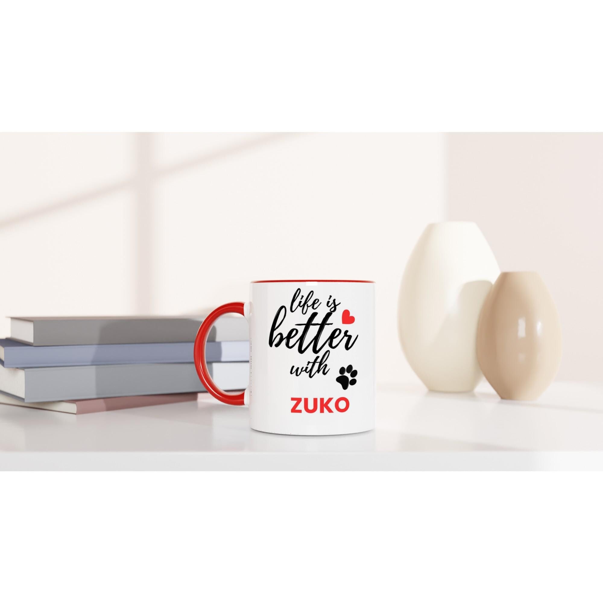 Personalised Dog Name Mug | Life Is Better With Your Dog | Custom Dog Lover Coffee Mug | Dog Mum Gift | Pet Owner Gift | Red Accent Mug