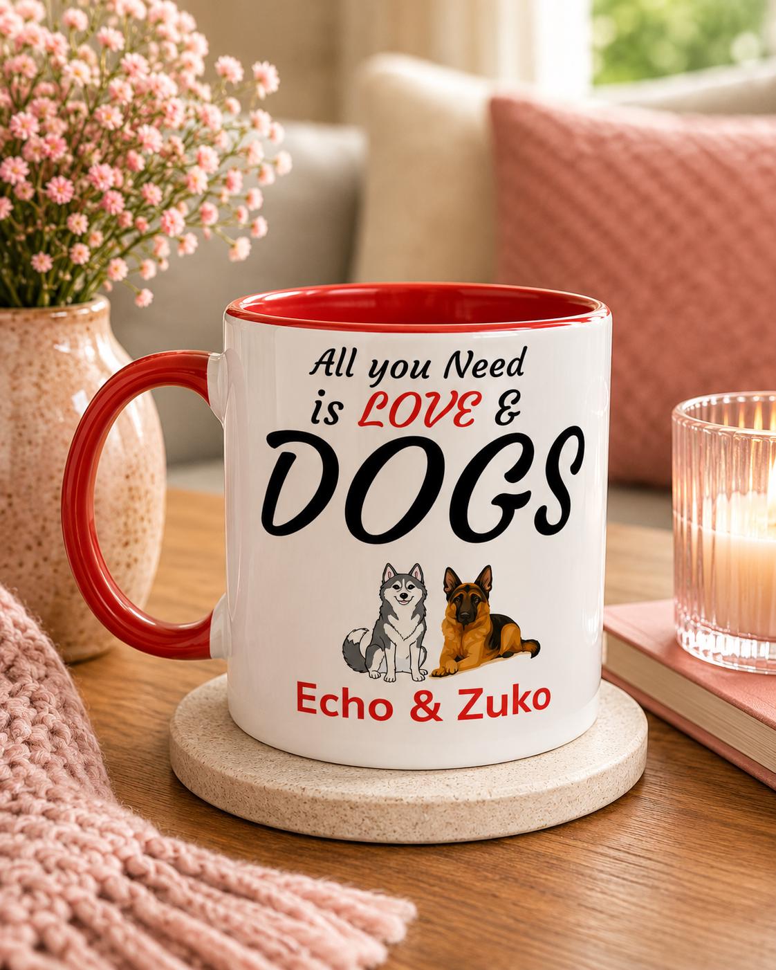 Dog Mum Gift | Dog Dad Gift  Personalised Dog Parent Mug |All you need is love and dogs| PawVibe