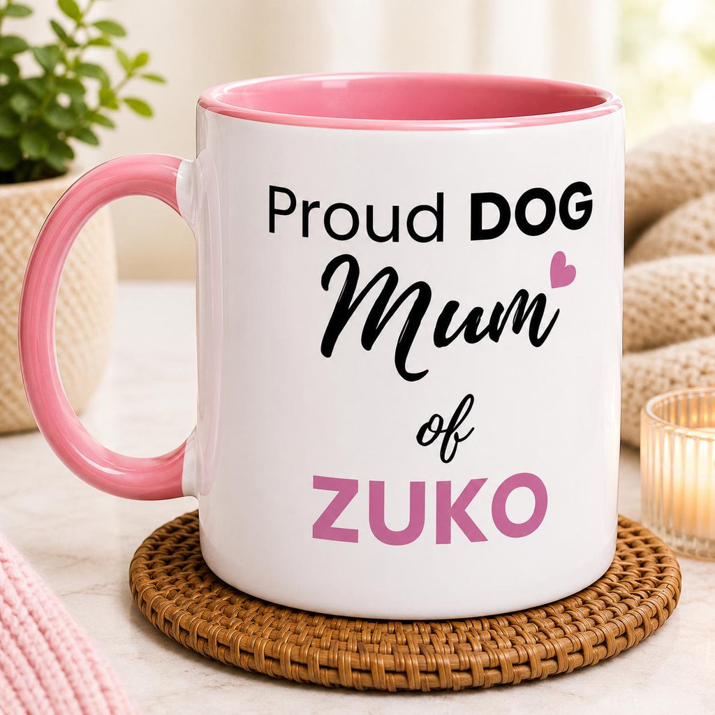 Personalised Dog Mum Mug | Custom Dog Name Coffee Mug | Dog Mom Gift | Pet Lover Gift | Black Accent Ceramic Mug
