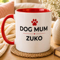 Personalised Dog Mum Mug with Dog Name | Custom Red Coffee Mug for Dog Lovers | Dog Mom Gift | Pet Owner Gift | Mother’s Day Mug | 11oz Cer
