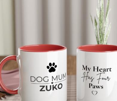 Personalised Dog Mum Mug with Dog Name | Custom Pink Coffee Mug for Dog Lovers | Dog Mom Gift | Pet Owner Gift | Mother’s Day Mug | 11oz Cer