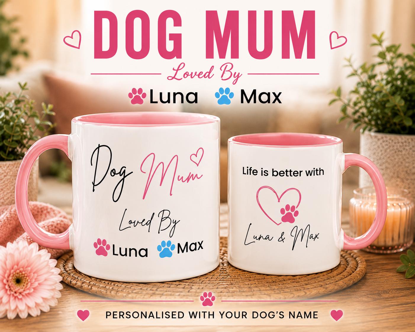 Personalised Dog Mum Mug | Custom Dog Names Coffee Mug | Gift for Dog Lovers