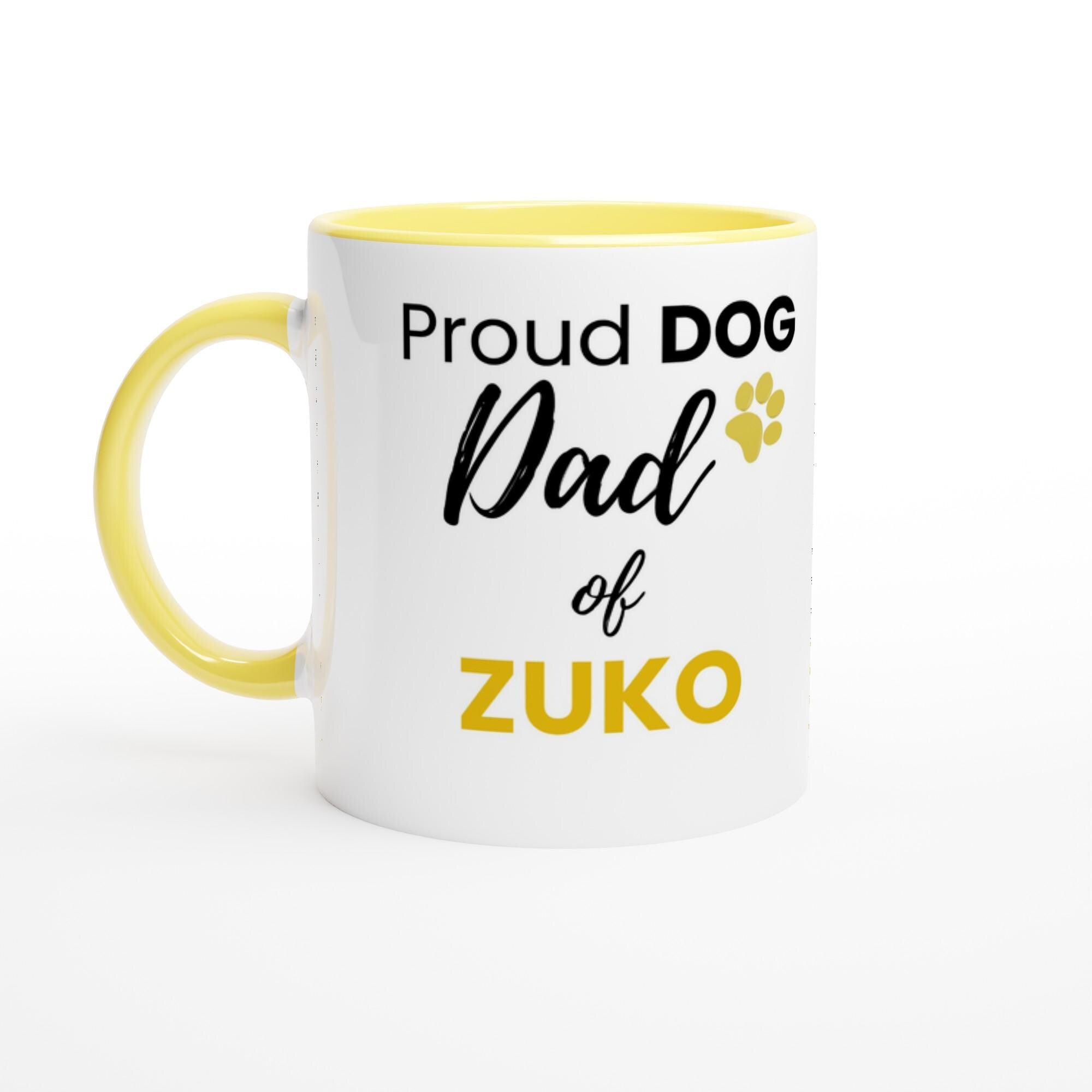 Personalised Dog Dad Mug | Custom Dog Name Coffee Mug | Dog Dad Gift | Pet Lover Gift | Yellow Accent Ceramic Mug