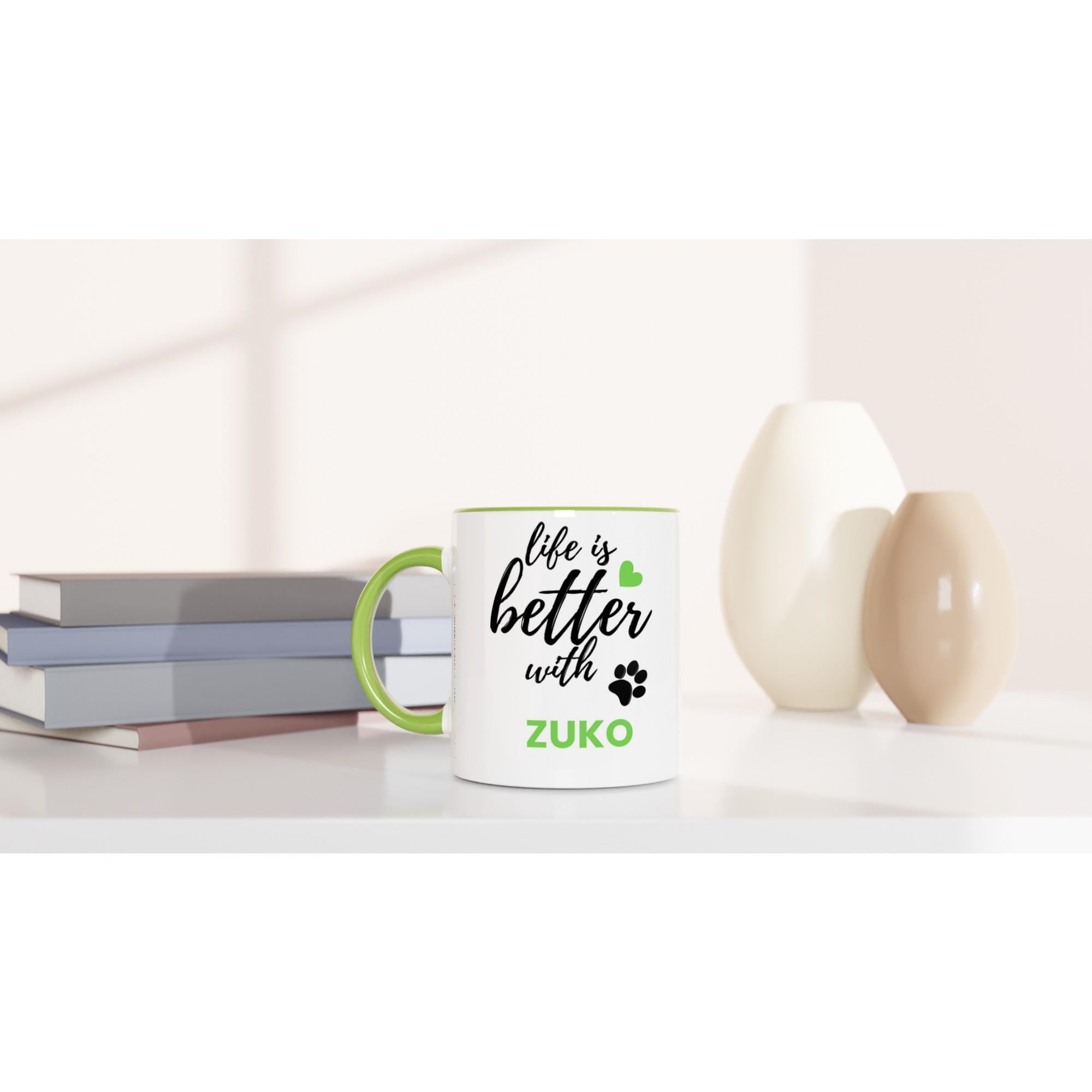 Personalised Dog Name Mug | Life Is Better With Your Dog | Custom Dog Lover Coffee Mug | Dog Mum Gift | Pet Owner Gift | Green Accent Mug