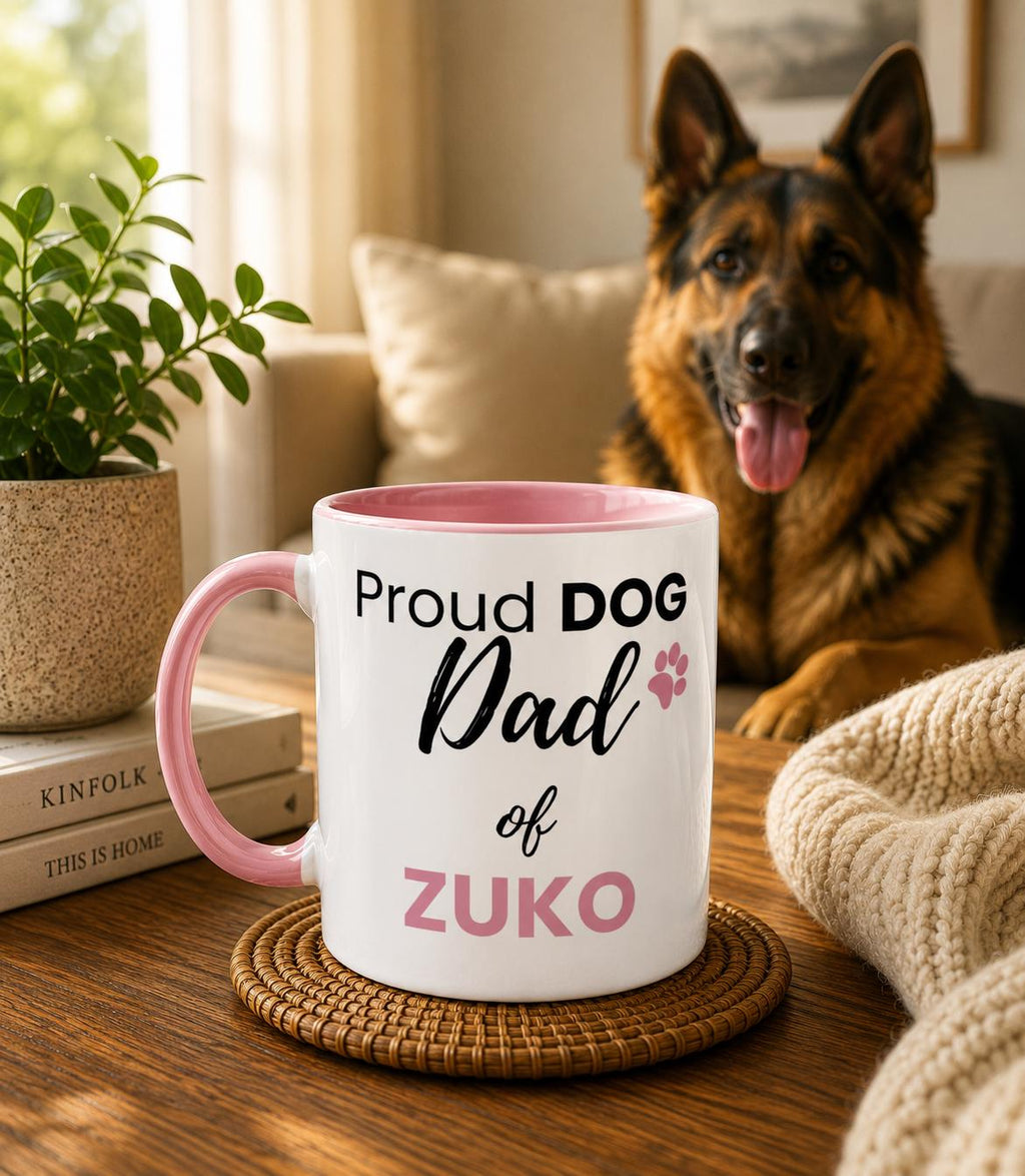 Personalised Proud Dog Dad Mug | Custom Dog Name Coffee Mug | Gift for Dog Dad | Dog Lover Gift