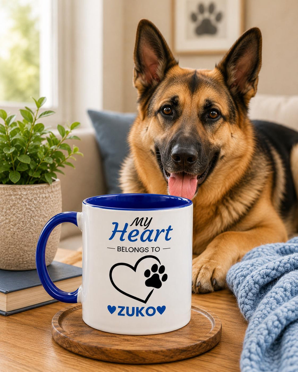 Personalised Dog Lover Mug | My Heart Belongs to My Dog Mugy | Custom Dog Name Coffee Cup | Dog Mum Gift | Dog Dad Gift | Pet Lover Gift