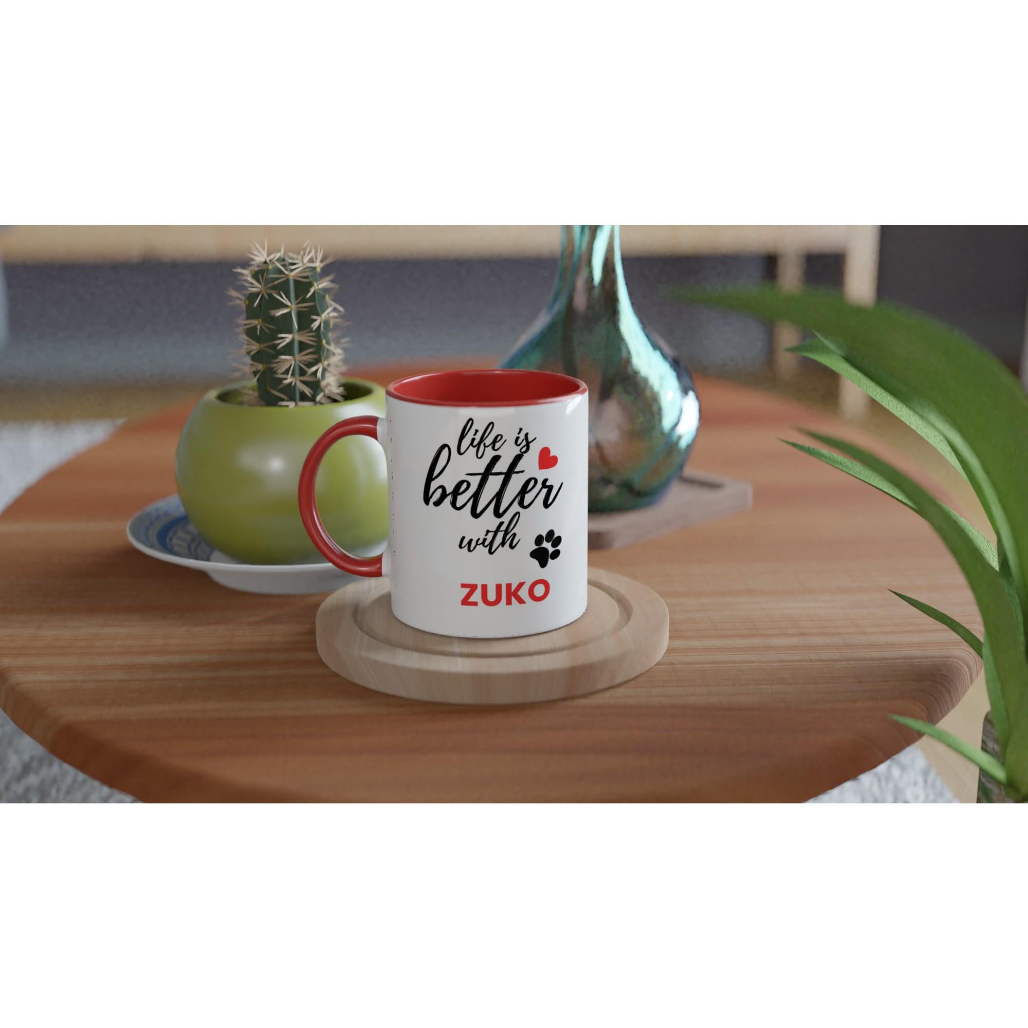 Personalised Dog Name Mug | Life Is Better With Your Dog | Custom Dog Lover Coffee Mug | Dog Mum Gift | Pet Owner Gift | Red Accent Mug