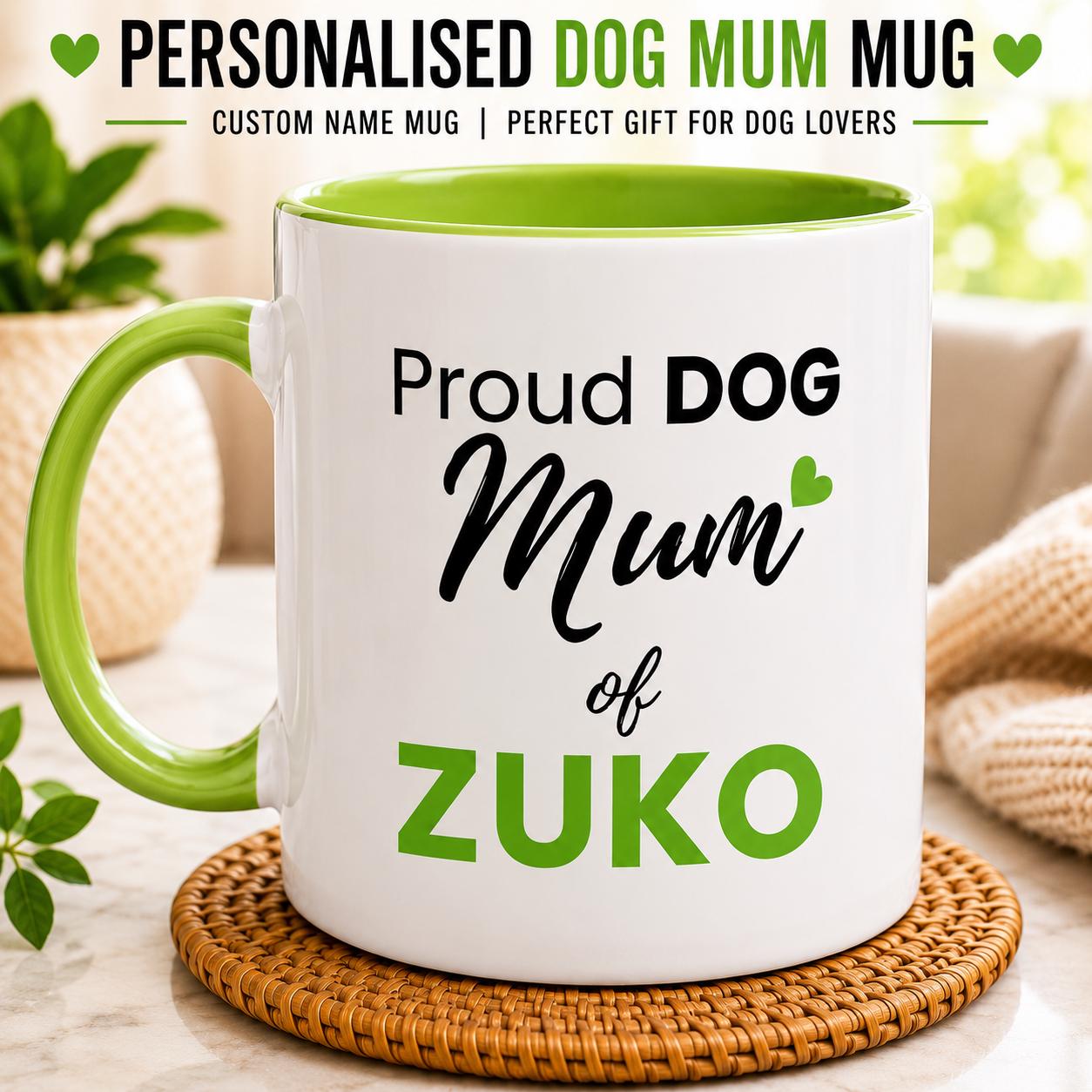 Personalised Dog Mum Mug | Custom Dog Name Coffee Mug | Proud Dog Mum Gift | Gift for Dog Lovers | Mother’s Day Gift