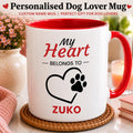 Personalised Dog Lover Mug | My Heart Belongs to My Dog Mug | Custom Dog Name Coffee Cup | Dog Mum Gift | Dog Dad Gift | Pet Lover Gift