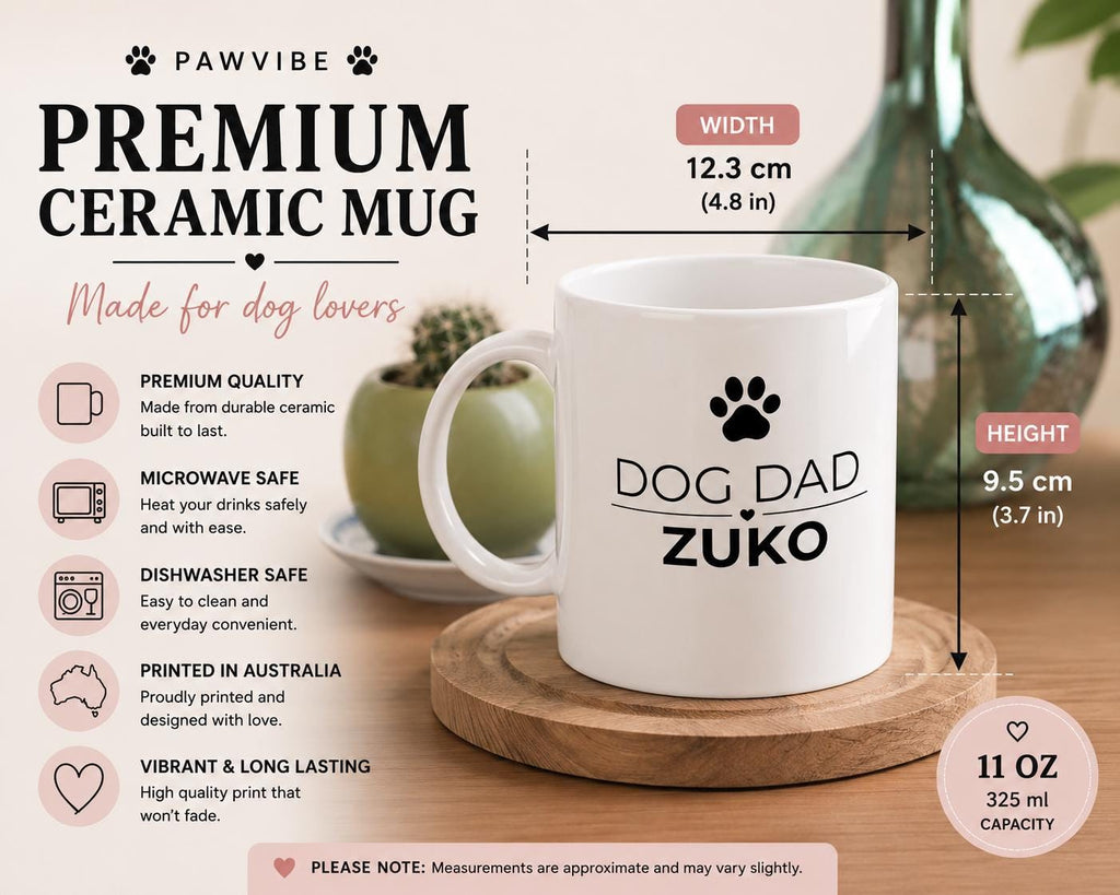 Personalised Dog Dad Mug | Custom Dog Name Coffee Mug | Dog Dad Gift | Gift for Dog Lover | Father’s Day Mug | Pet Dad Cup