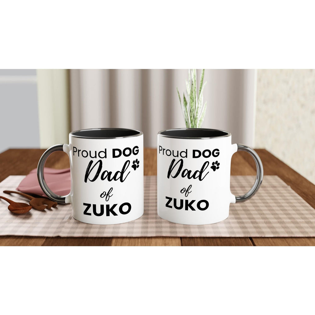 Personalised Dog Dad Mug | Custom Dog Name Coffee Mug | Dog Dad Gift | Pet Lover Gift | Black Accent Ceramic Mug