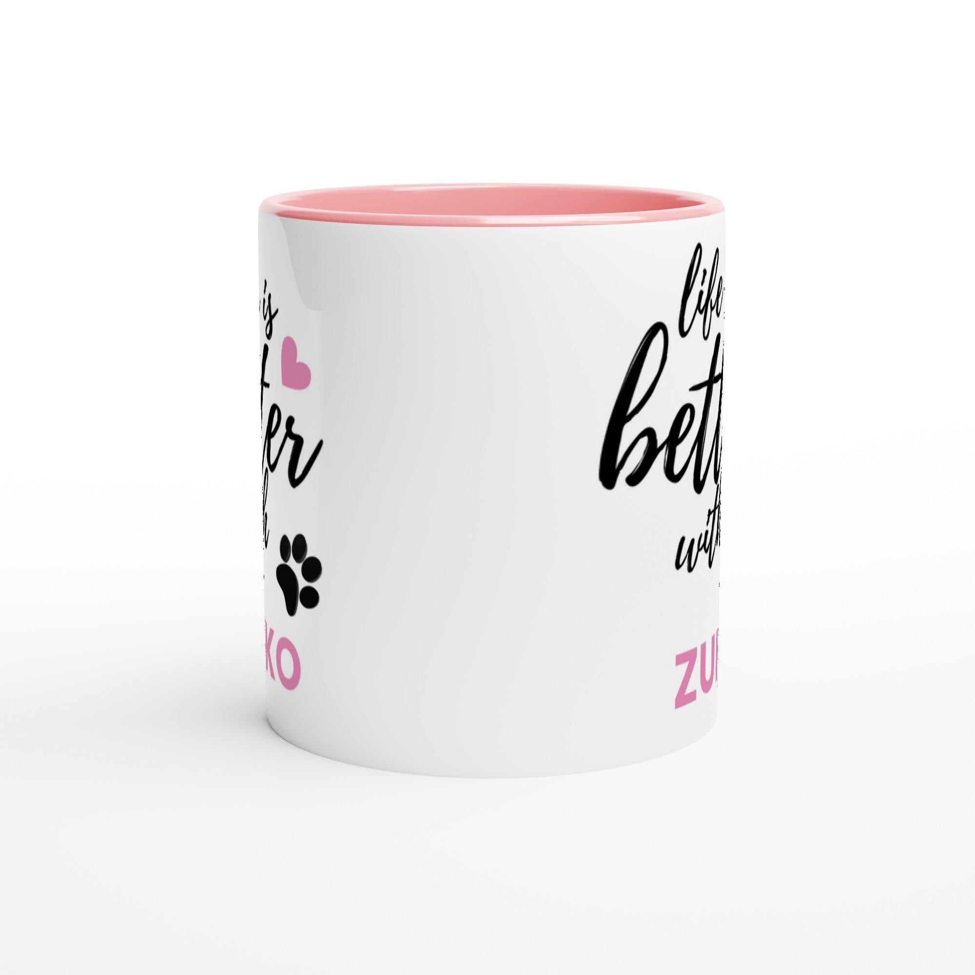 Personalised Dog Name Mug | Life Is Better With Your Dog | Custom Dog Lover Coffee Mug | Dog Mum Gift | Pet Owner Gift | Pink Accent Mug