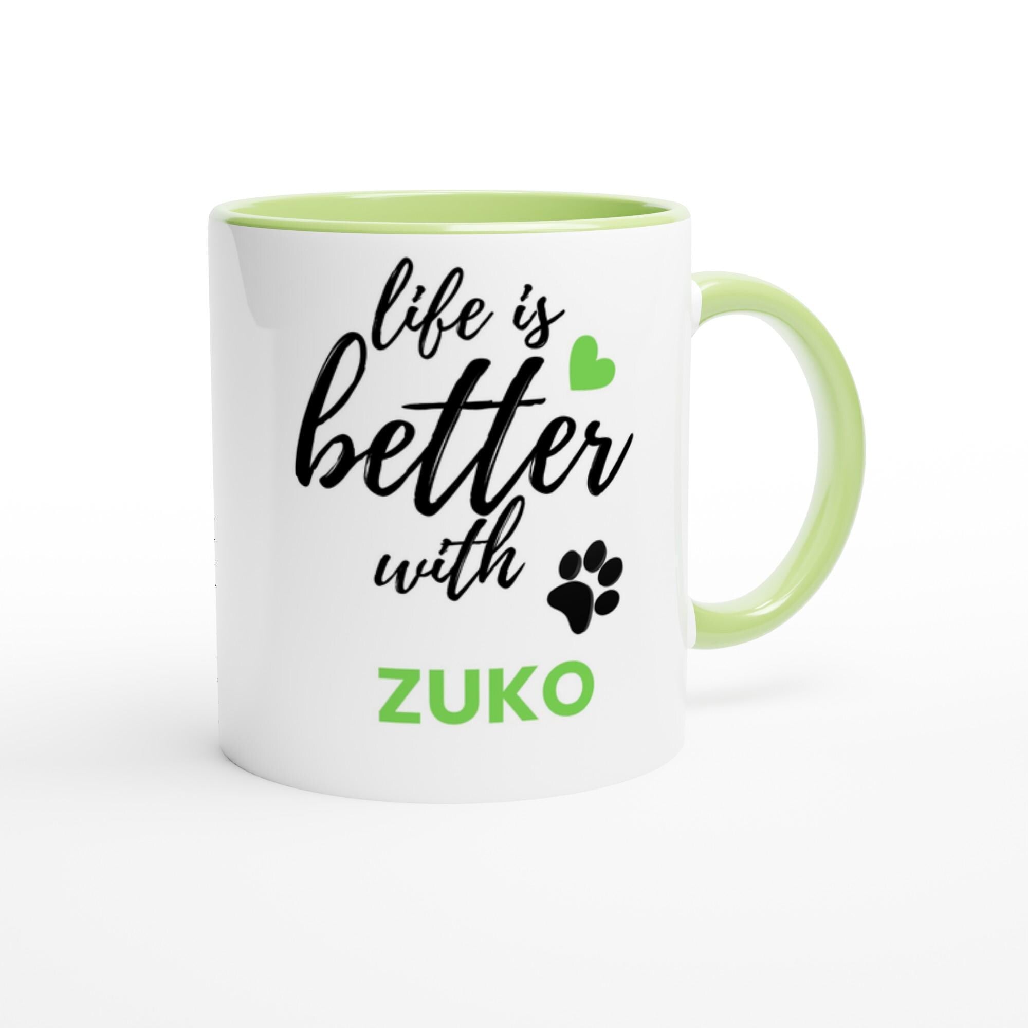 Personalised Dog Name Mug | Life Is Better With Your Dog | Custom Dog Lover Coffee Mug | Dog Mum Gift | Pet Owner Gift | Green Accent Mug