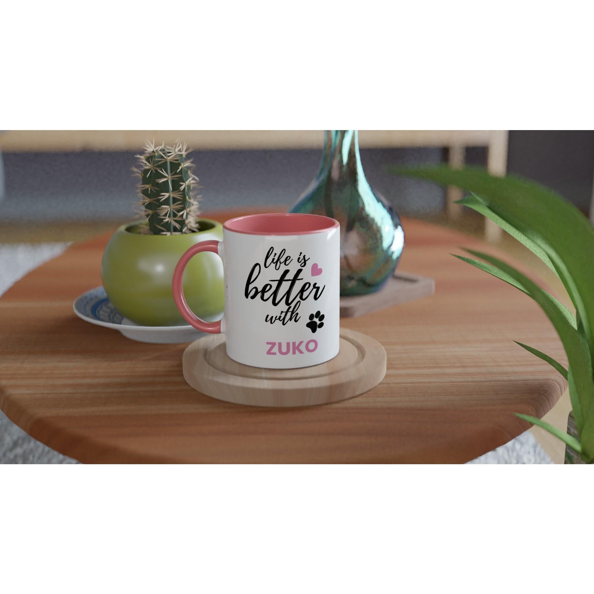 Personalised Dog Name Mug | Life Is Better With Your Dog | Custom Dog Lover Coffee Mug | Dog Mum Gift | Pet Owner Gift | Pink Accent Mug