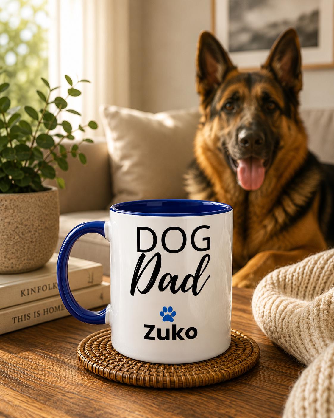 Personalised Dog Dad Mug | Custom Dog Dad Coffee Mug with Dog Name | Dog Dad Gift | Pet Dad Mug | Father’s Day Gift | Dog Lover Mug | Blue