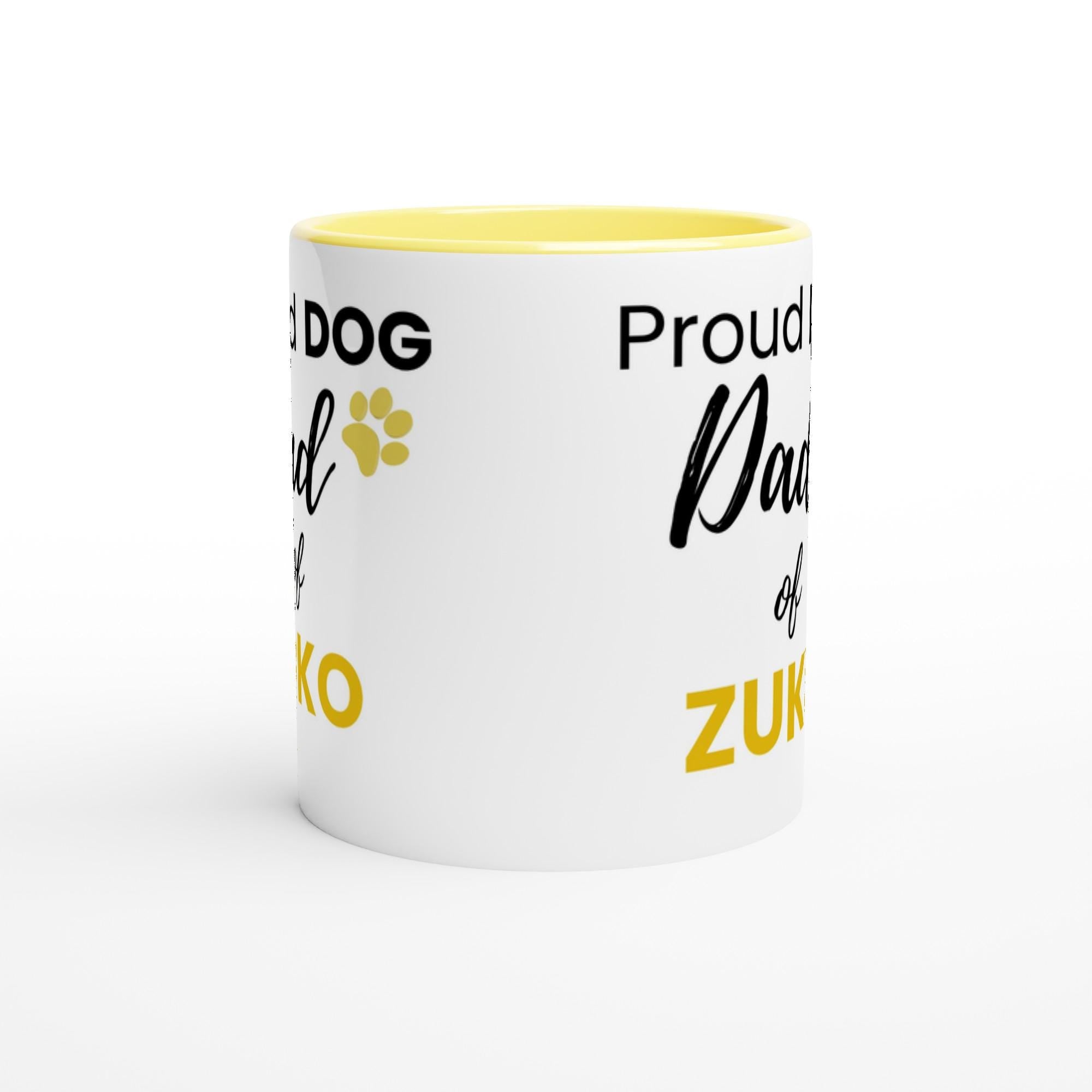 Personalised Dog Dad Mug | Custom Dog Name Coffee Mug | Dog Dad Gift | Pet Lover Gift | Yellow Accent Ceramic Mug