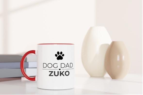 Dog Dad Gift | Personalised Dog Dad Mug | Custom Dog Name Ceramic Coffee Cup
