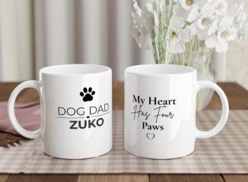 Dog Dad Gift | Personalised Dog Dad Mug | Custom Dog Name Coffee Cup | White Ceramic