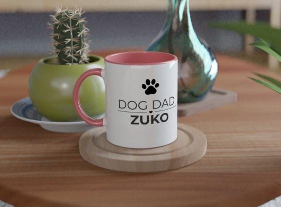 Dog Dad Gift | Personalised Dog Dad Mug | Custom Dog Name Ceramic Coffee Cup
