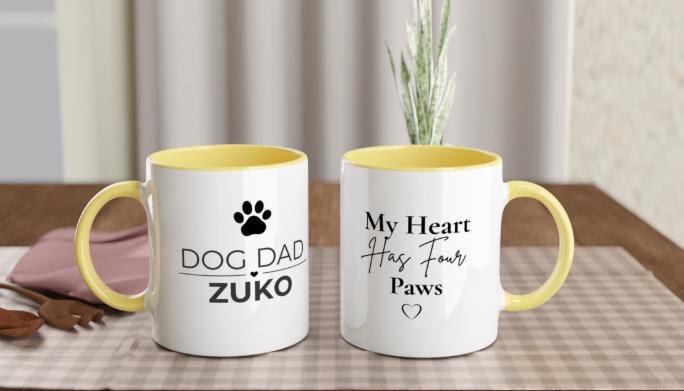 Dog Dad Gift | Personalised Dog Dad Mug | Custom Dog Name Ceramic Coffee Cup