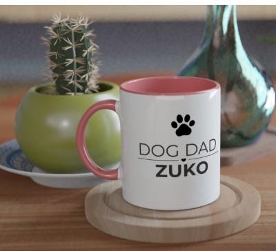 Dog Dad Gift | Personalised Dog Dad Mug | Custom Dog Name Ceramic Coffee Cup