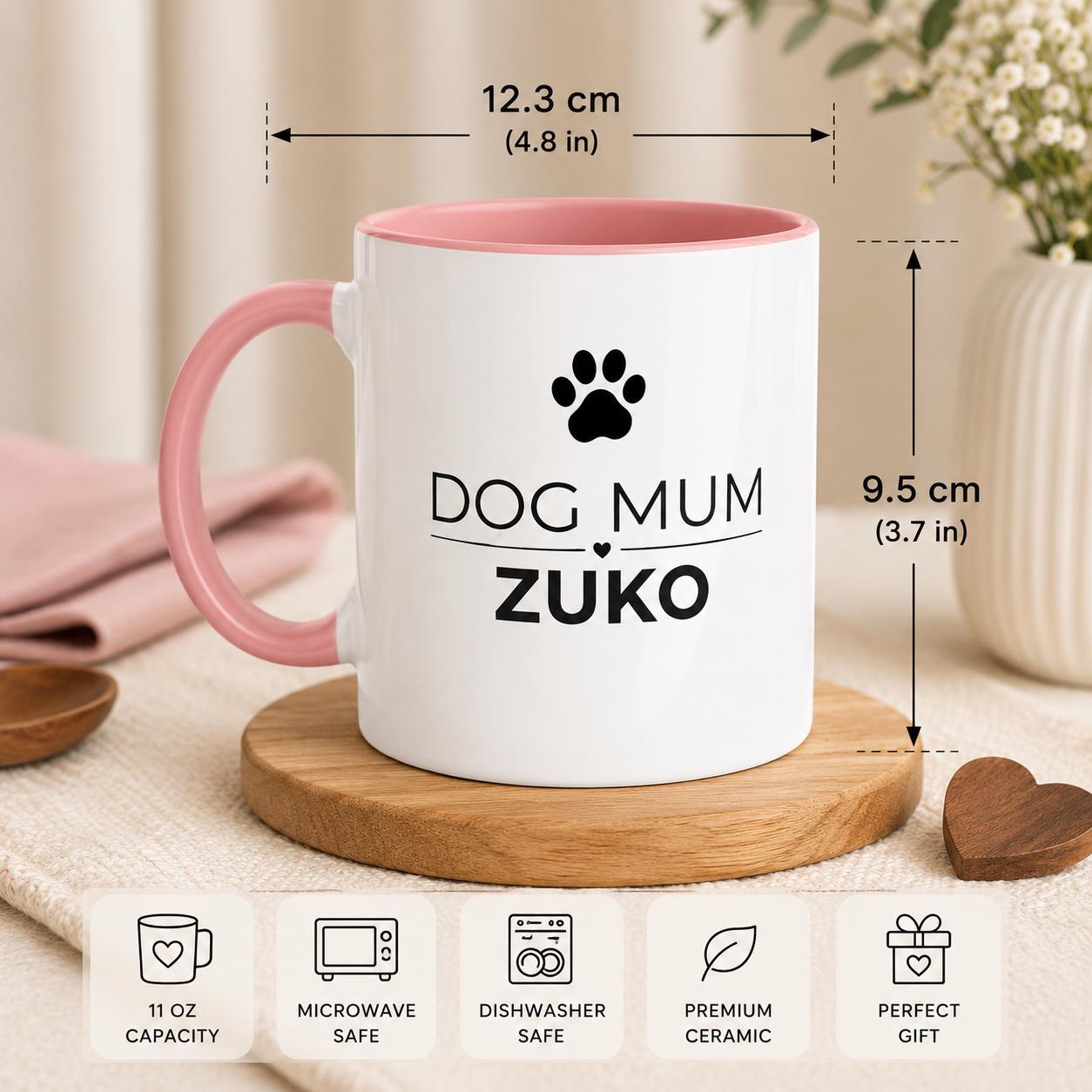 Dog Mum Gift | Personalised Dog Mum Mug | Custom Dog Name Ceramic Coffee Cup