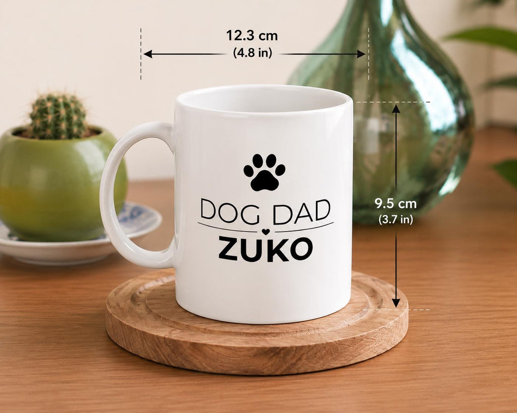 Dog Dad Gift | Personalised Dog Dad Mug | Custom Dog Name Coffee Cup | White Ceramic