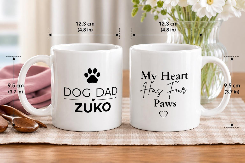 Dog Dad Gift | Personalised Dog Dad Mug | Custom Dog Name Coffee Cup | White Ceramic