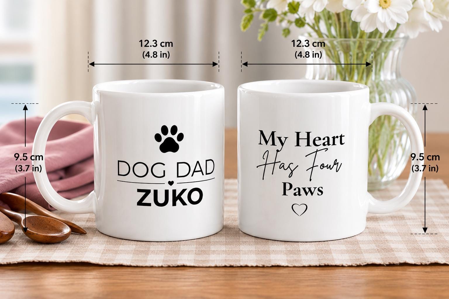 Dog Dad Gift | Personalised Dog Dad Mug | Custom Dog Name Coffee Cup | White Ceramic